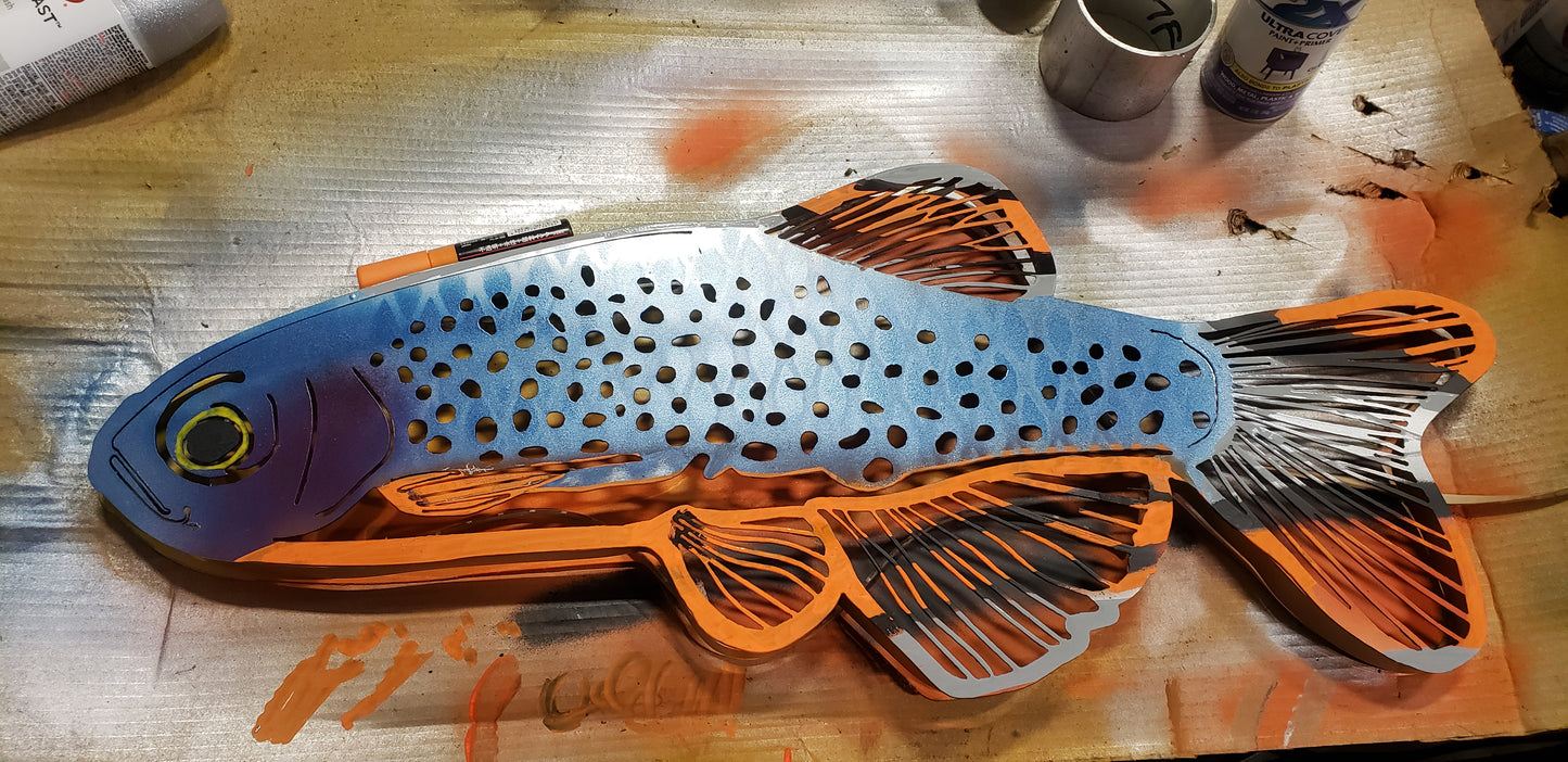 Celestial pearl danio lighted metal sign